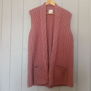 Kilronan knit vest merino wool dusty pink made in Ireland size medium